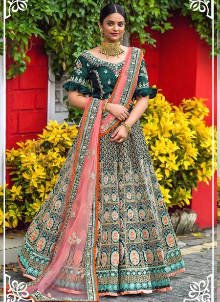 Green Colour PEAFOWL PEAFOWL VOL 77 Heavy Designer Wedding Wear Silk With Resham Zari Dori Work Stylish Lehenga Choli Collection 1148